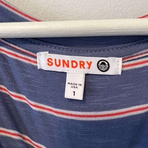 Anthropologie Sundry Striped V Neck Ruched Dress - Picture 6 of 11